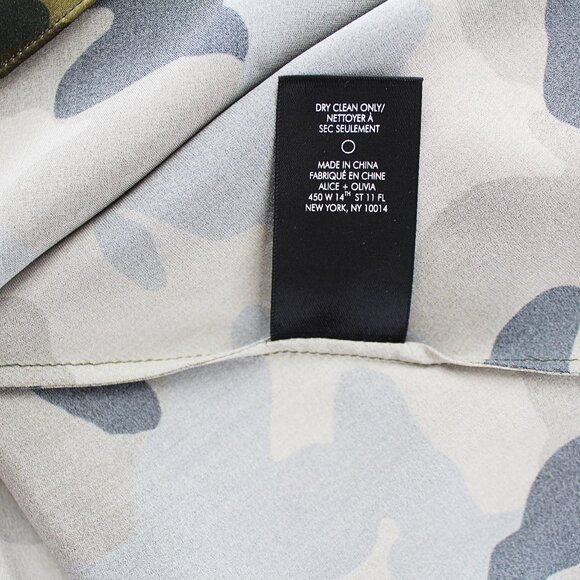 Alice + Olivia Harmon Top Camo Cami Drape Slip Tank Cowl Neck Camisole Green S - Picture 13 of 14